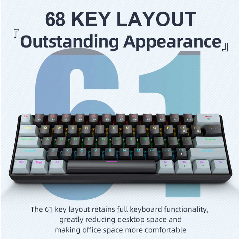 Gaming Keyboard Brand - APAYADO K61 Mini Mechanical Keyboard,Wired,61 Keys,Phantom