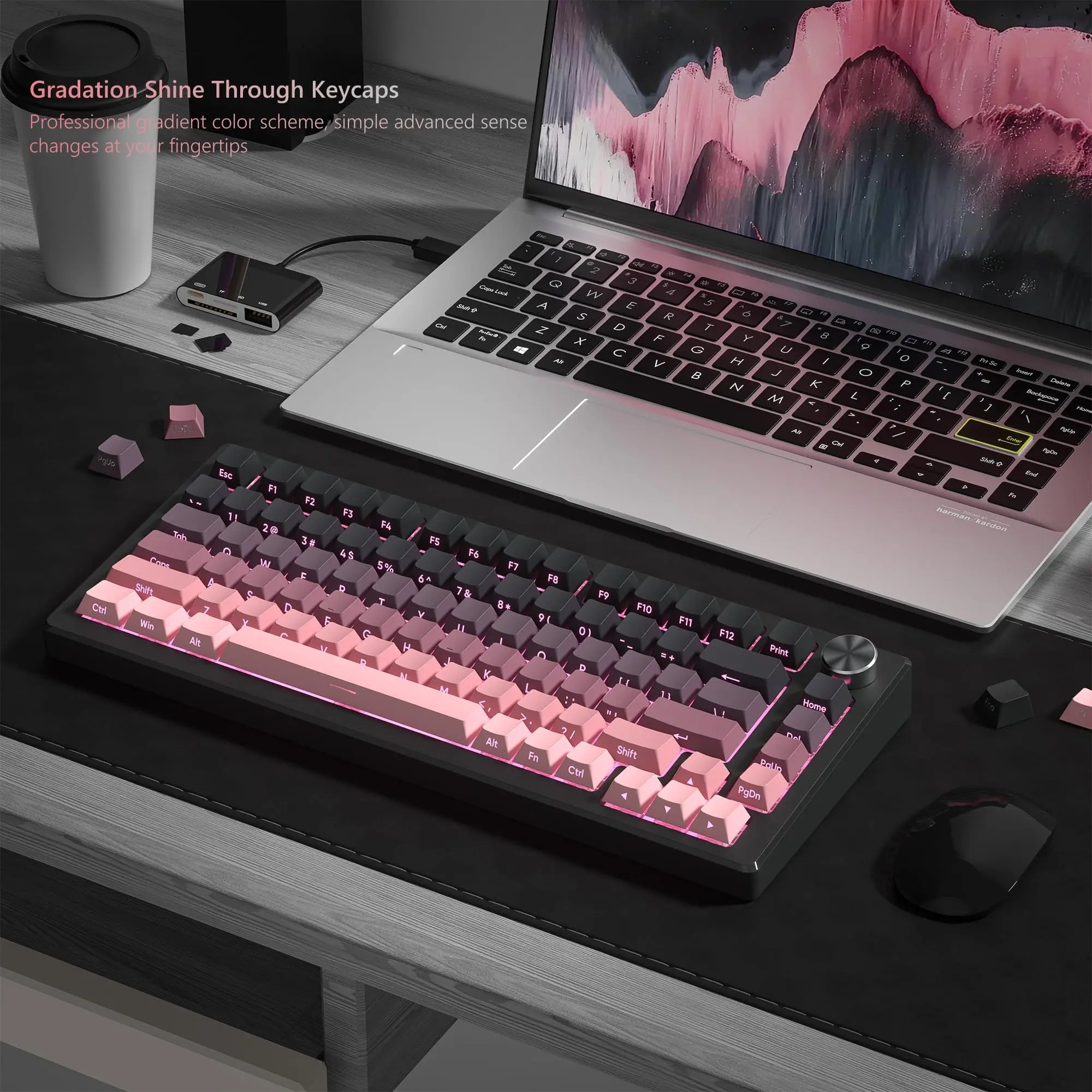 136 Key Black and Pink Print B - đánh giá và giá Keyboard Gaming Black