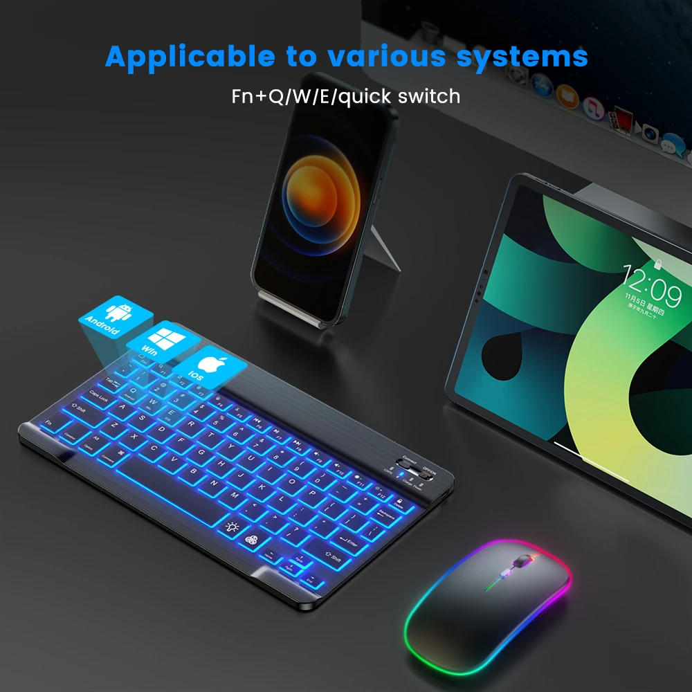 READ YYEAH RGB Backlit Bluetoo - đánh giá và giá Gaming Keyboard Mouse Wireless