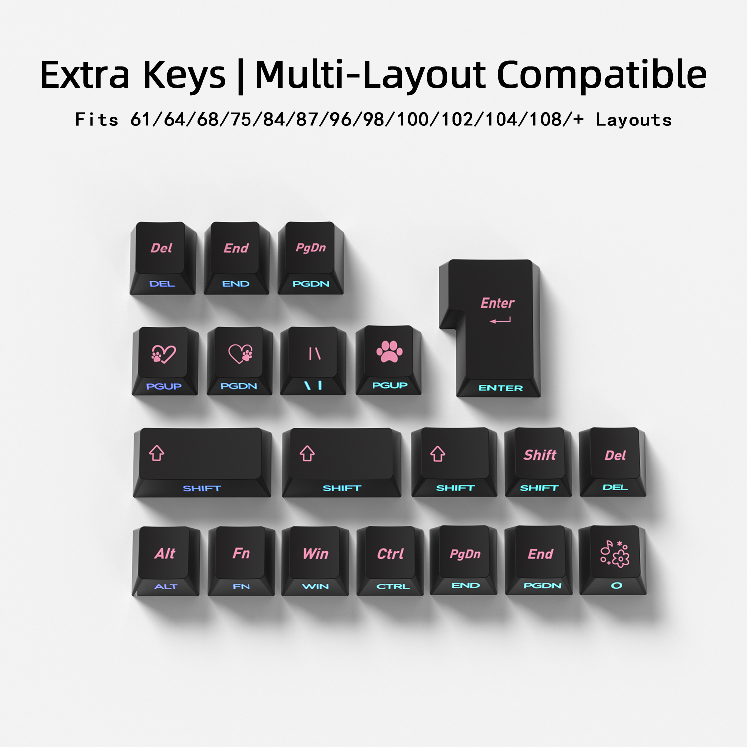 Black Pink Cat Korean Keycaps  - đánh giá và giá Keyboard Gaming Black