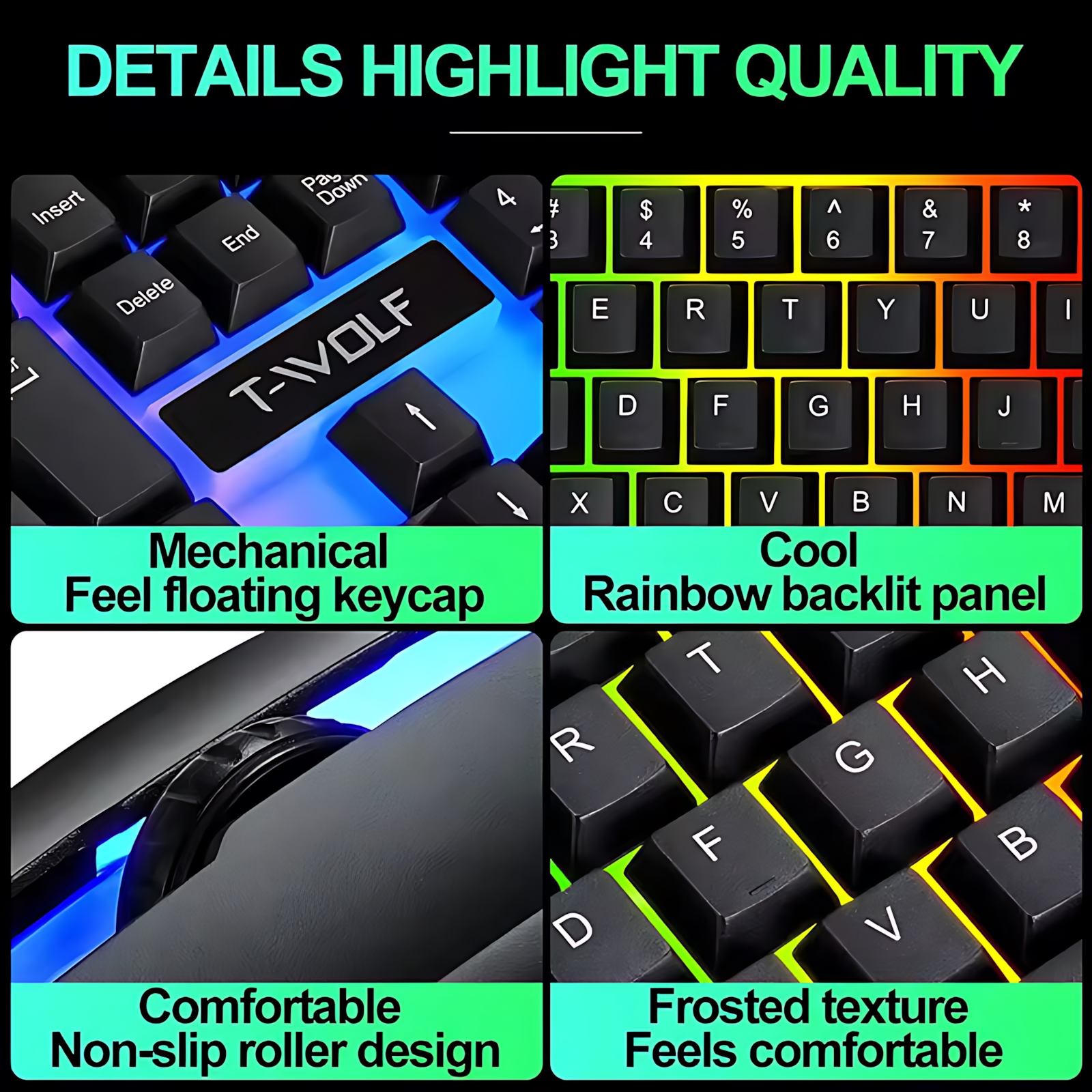 Rainbow Backlit Wired Keyboard - đánh giá và giá Gaming Keyboard Mouse Wireless