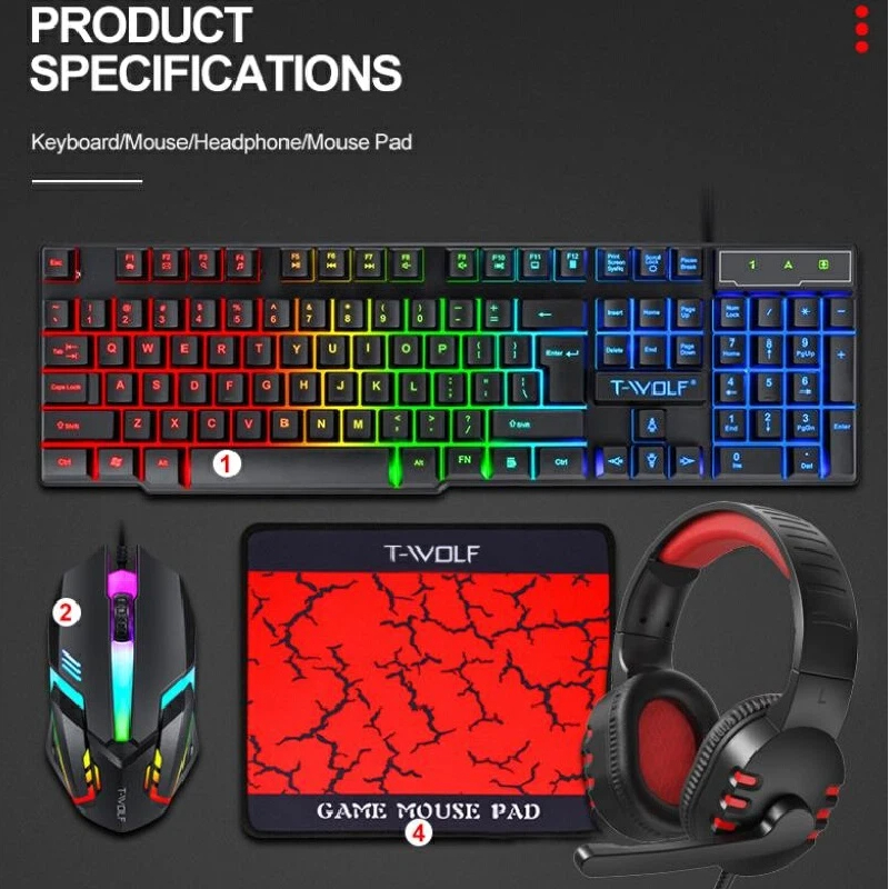 Spanish Russian Keyboard Layou - đánh giá và giá Gaming Keyboard Mouse Combo
