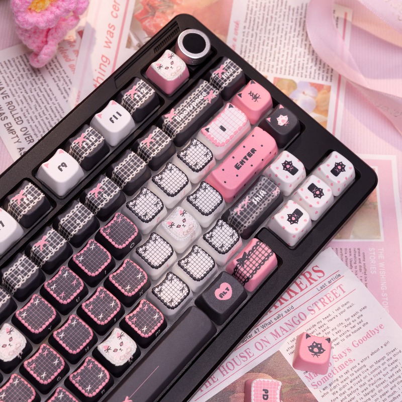 Black Lace Cat Theme Keycaps S - đánh giá và giá Keyboard Gaming Black