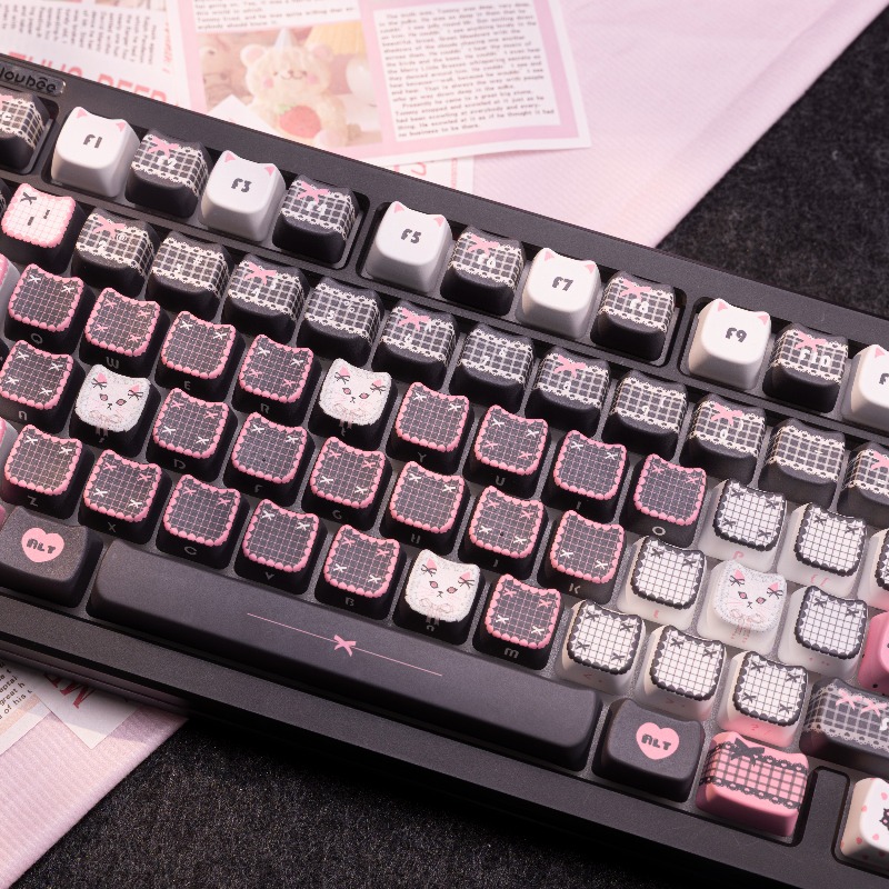 Black Lace Cat Theme Keycaps S - đánh giá và giá Keyboard Gaming Black