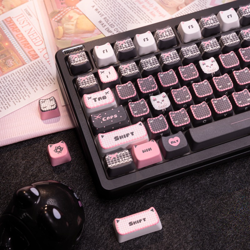 Black Lace Cat Theme Keycaps S - đánh giá và giá Keyboard Gaming Black