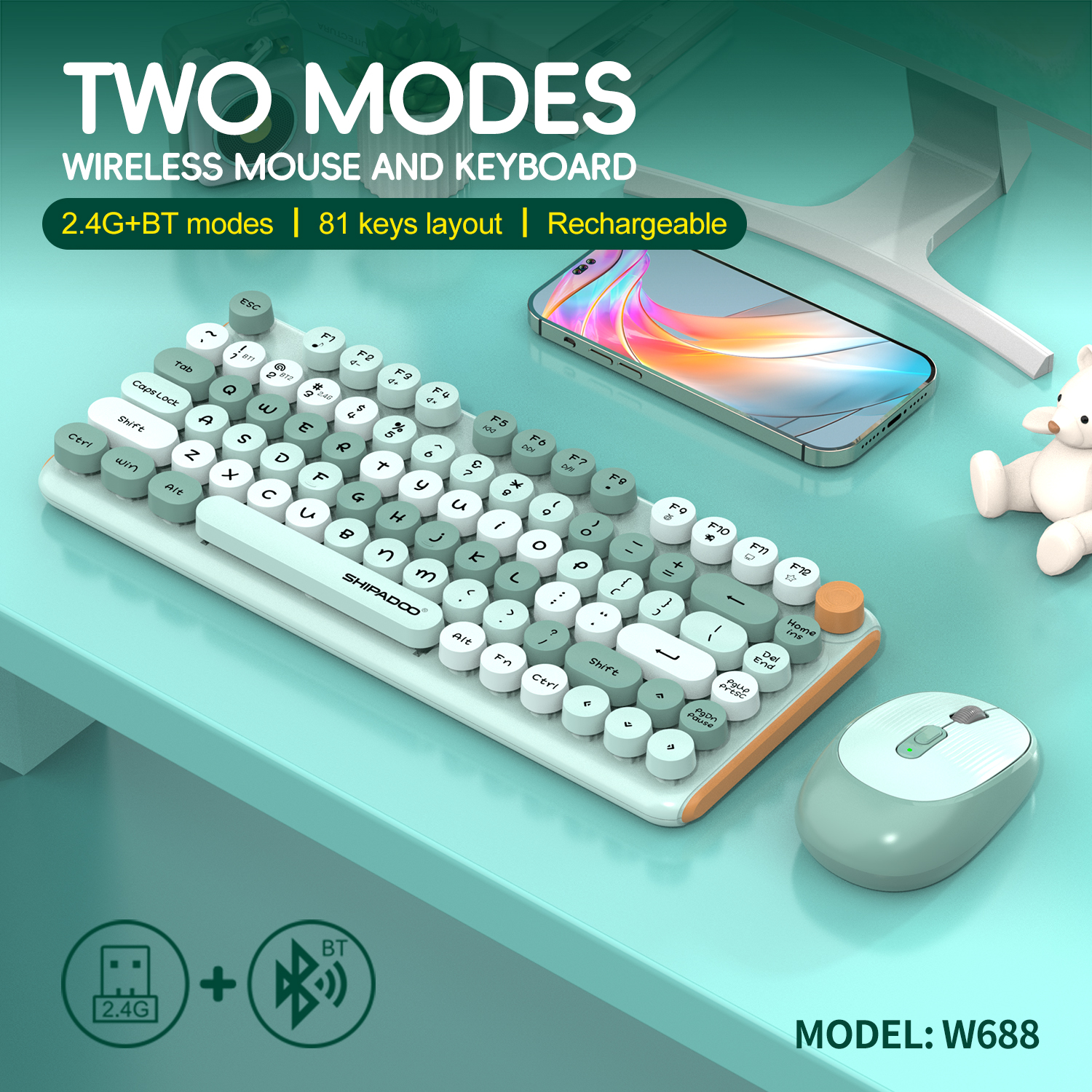 81 keys Bluetooth 2.4G Wireles - đánh giá và giá Gaming Keyboard And Mouse Combo Wireless