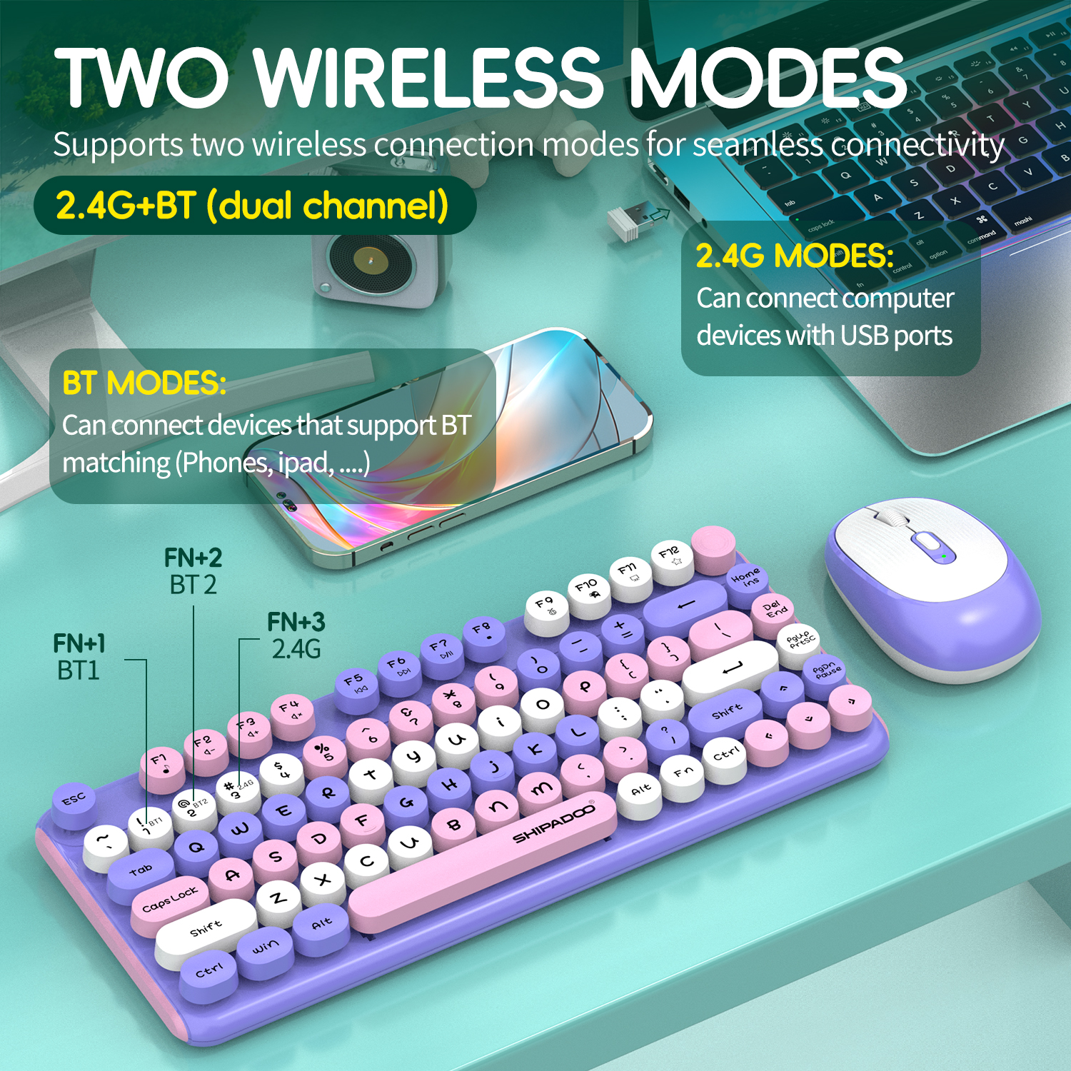 81 keys Bluetooth 2.4G Wireles - đánh giá và giá Gaming Keyboard And Mouse Combo Wireless