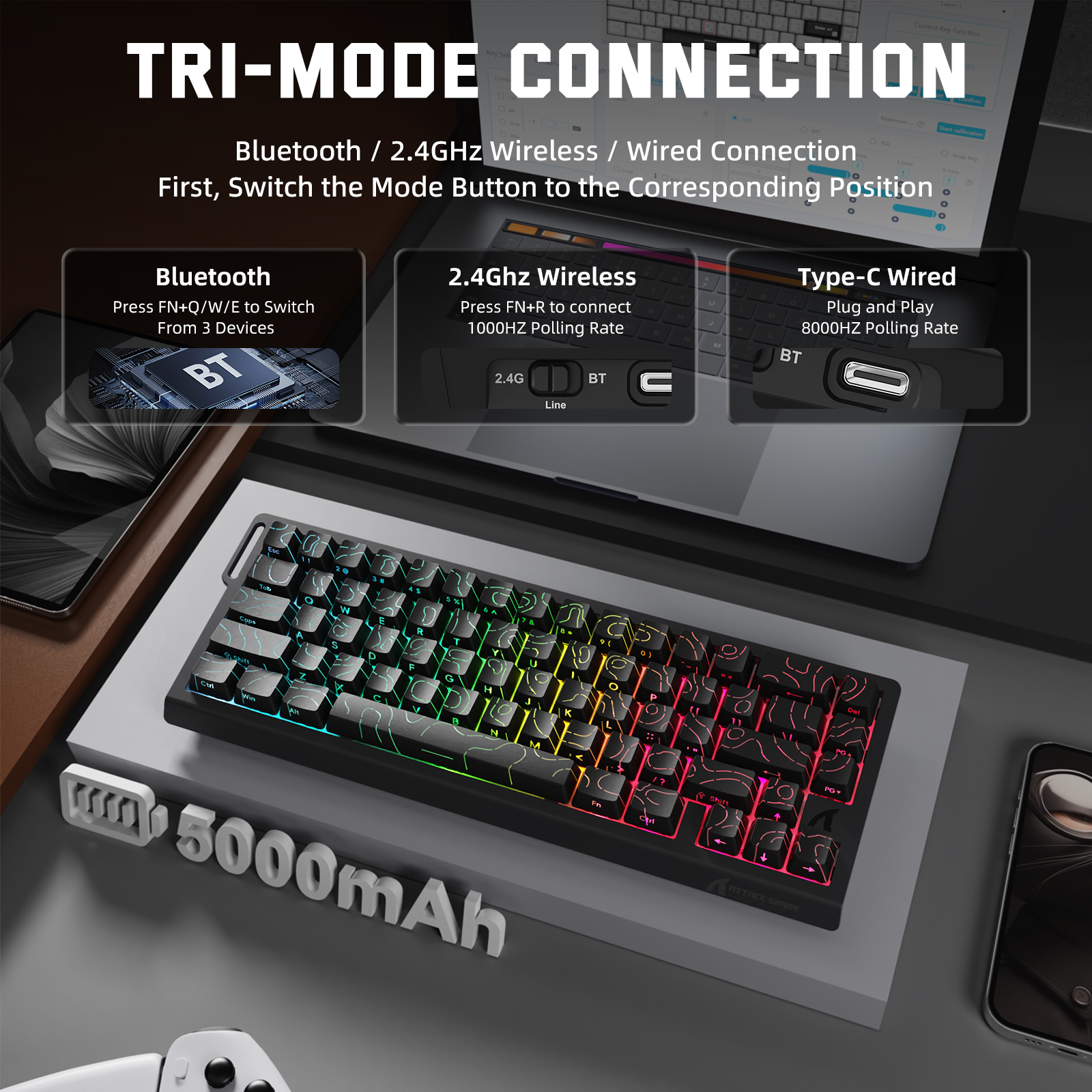 ATTACK SHARK X68PRO HE Wireles - đánh giá và giá Gaming Keyboard Brand