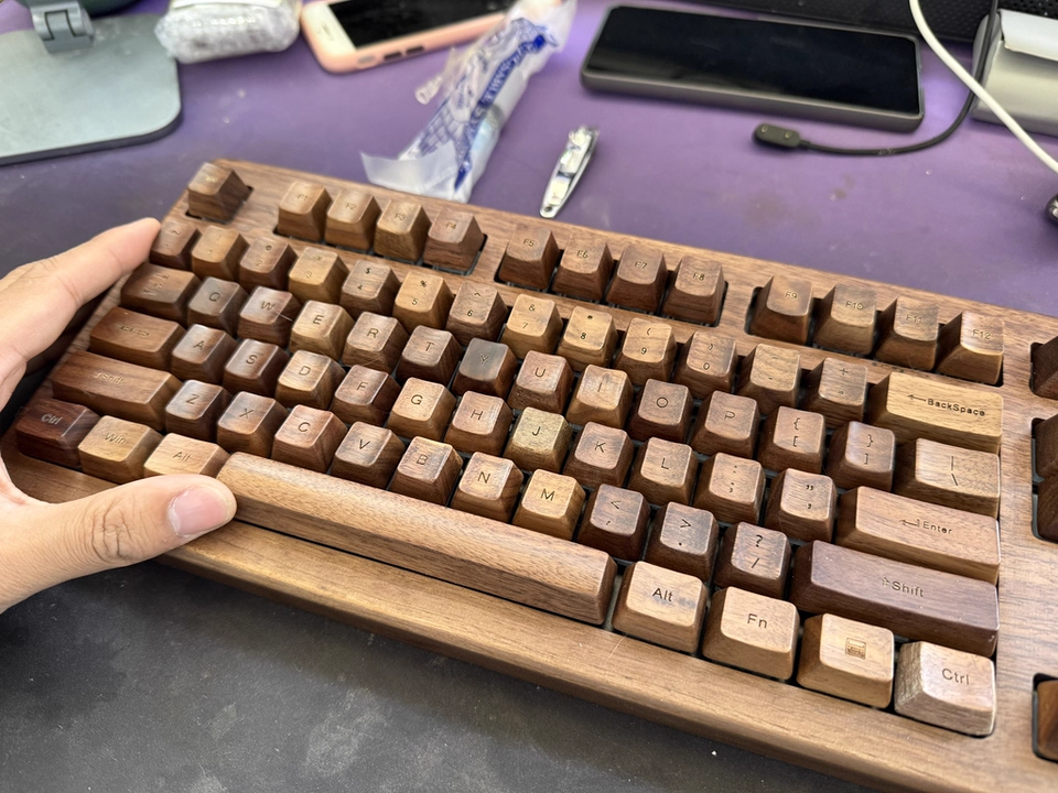 Black Walnut Keycaps Custom Wo - đánh giá và giá Keyboard Gaming Black