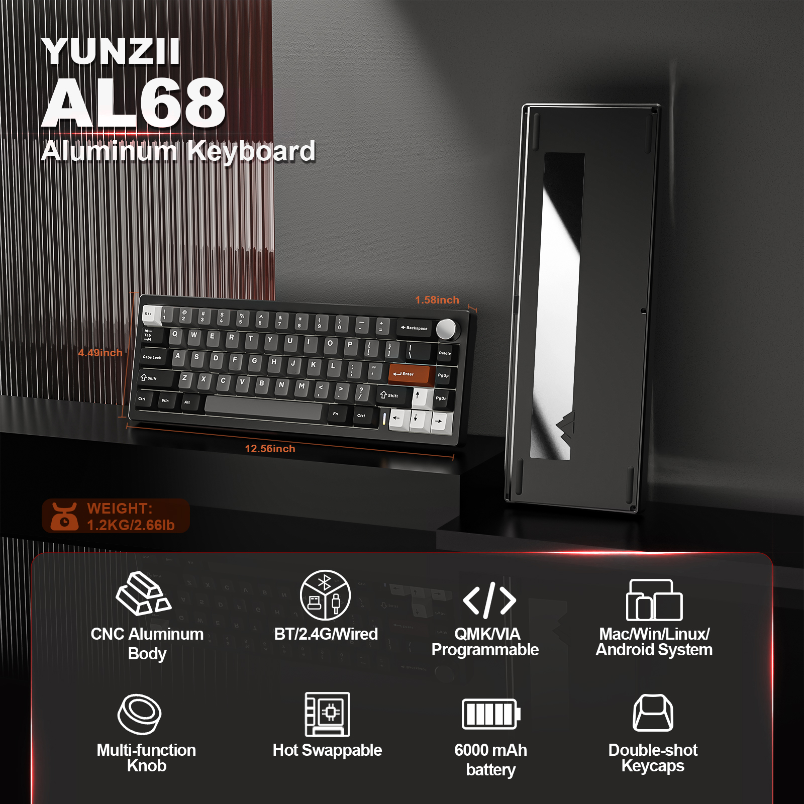 YUNZII AL68 Black QMK/VIA Mech - đánh giá và giá Gaming Keyboard Mobile