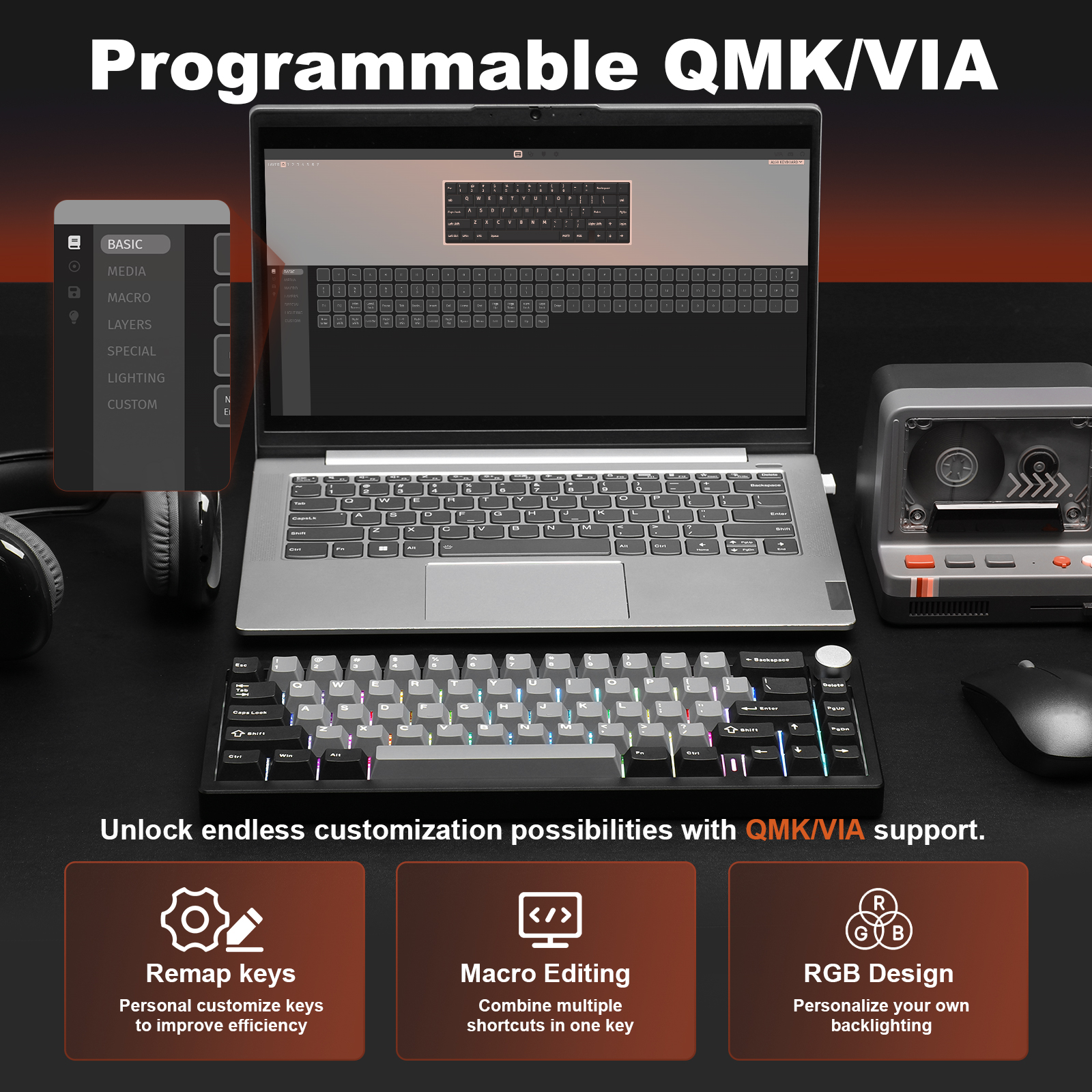 YUNZII AL68 Black QMK/VIA Mech - đánh giá và giá Gaming Keyboard Mobile
