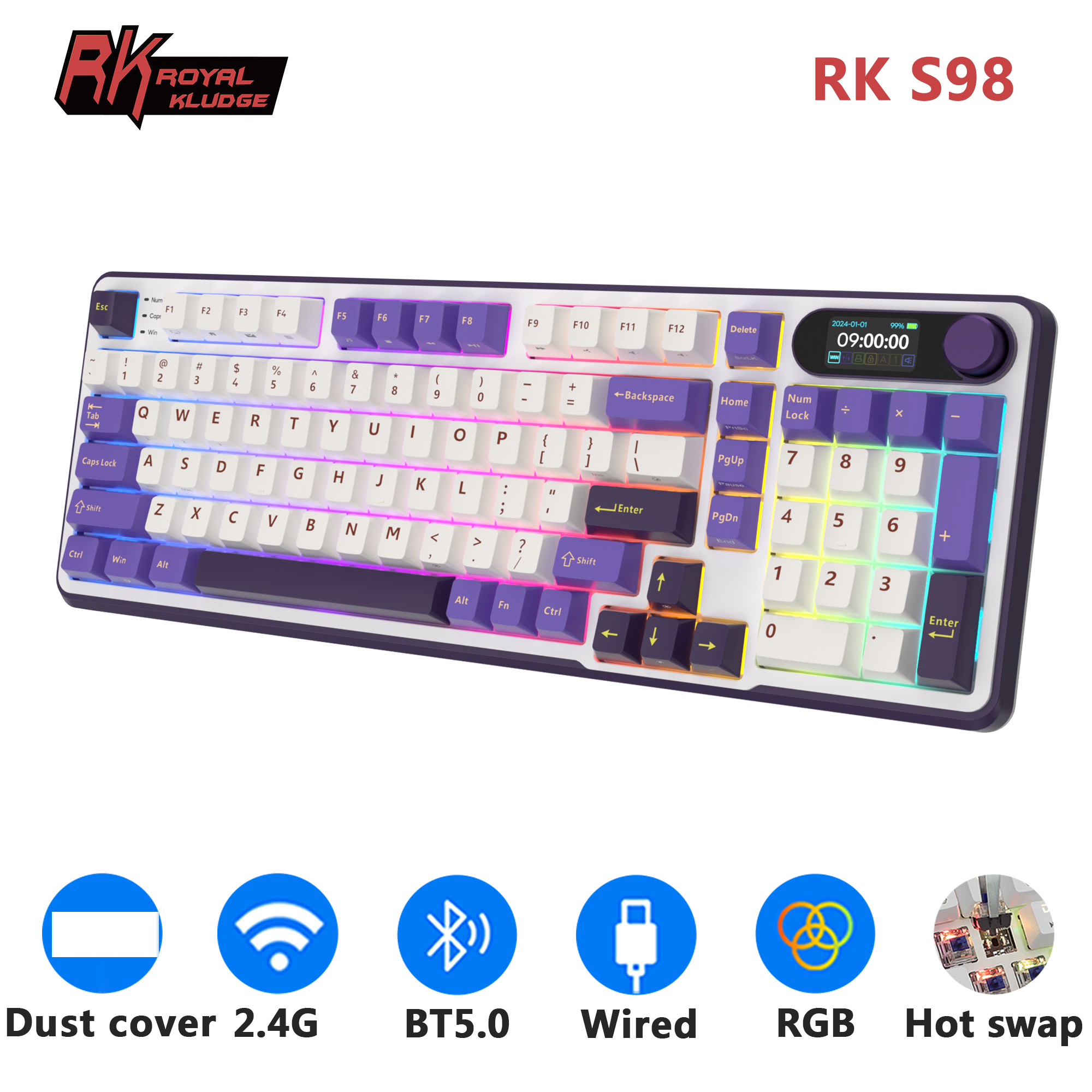 RK S98 ROYAL KLUDGE Wireless G - đánh giá và giá Gaming Keyboard Budget