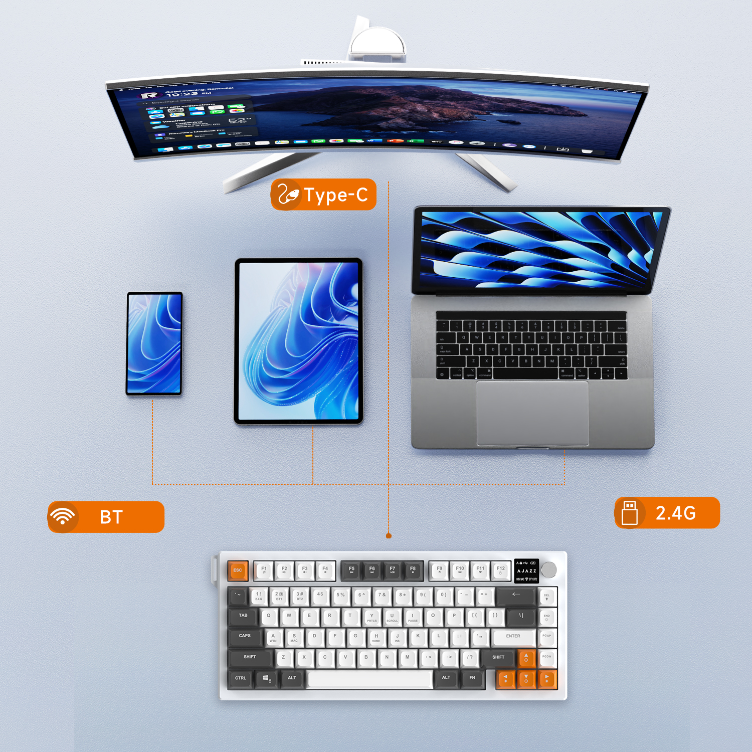 AJAZZ AF82 Low-Proflie Electro - đánh giá và giá Gaming Keyboard Blue Switches