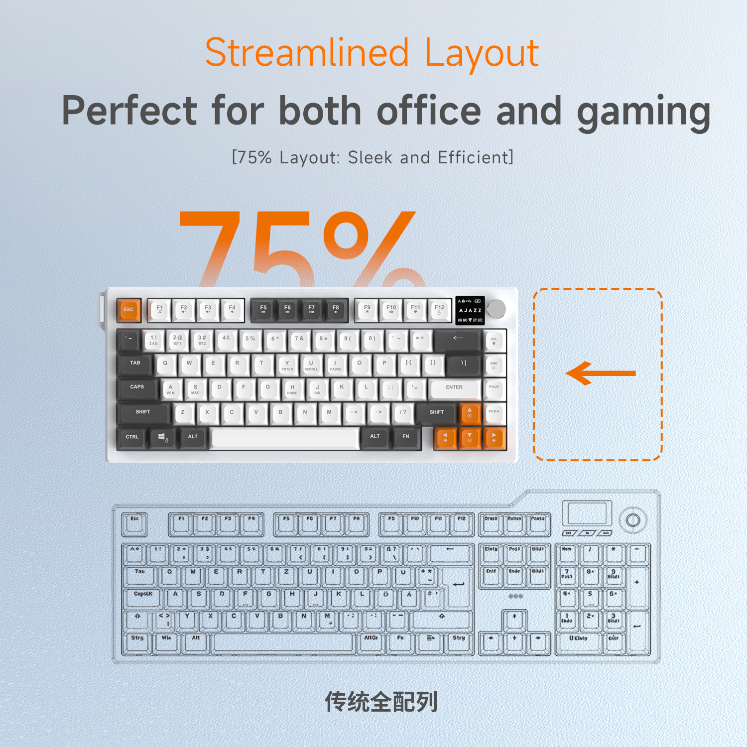 AJAZZ AF82 Low-Proflie Electro - đánh giá và giá Gaming Keyboard Blue Switches
