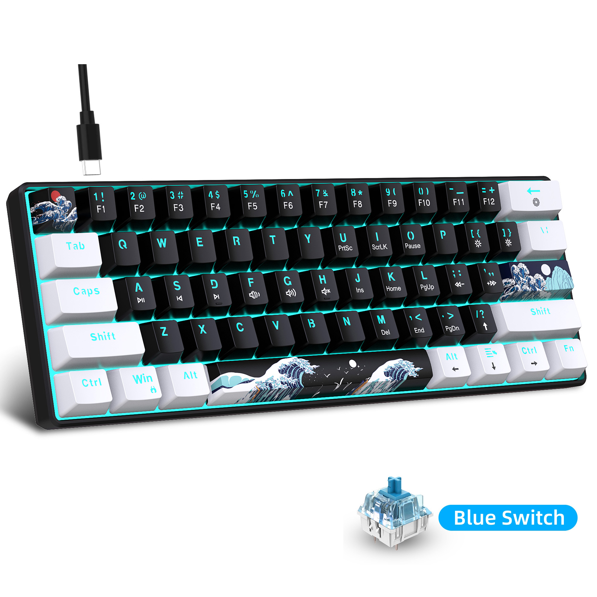 60% Mechanical Keyboard, Gamin - đánh giá và giá Gaming Keyboard Blue Switches