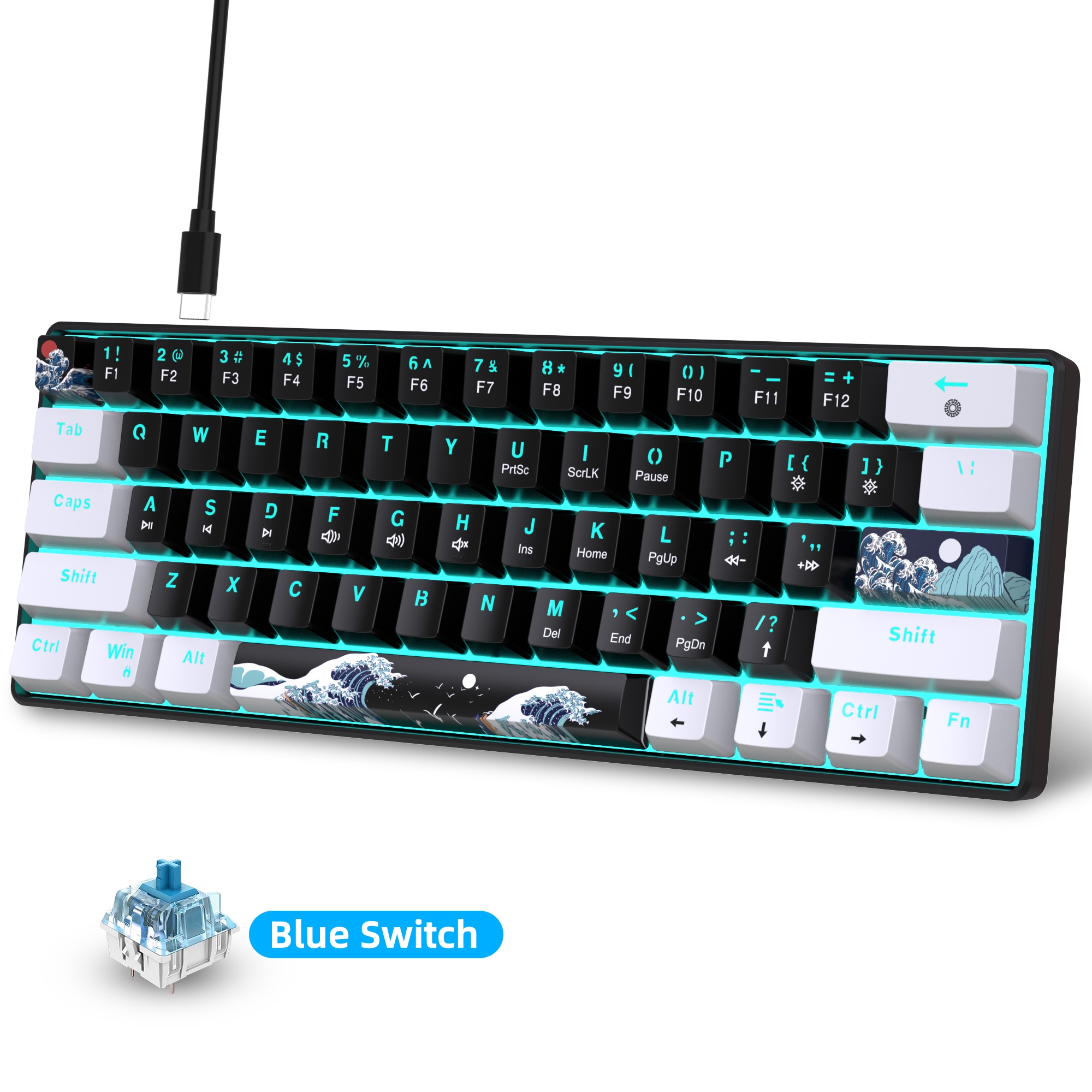 60% Mechanical Keyboard, Gamin - đánh giá và giá Gaming Keyboard Blue Switches