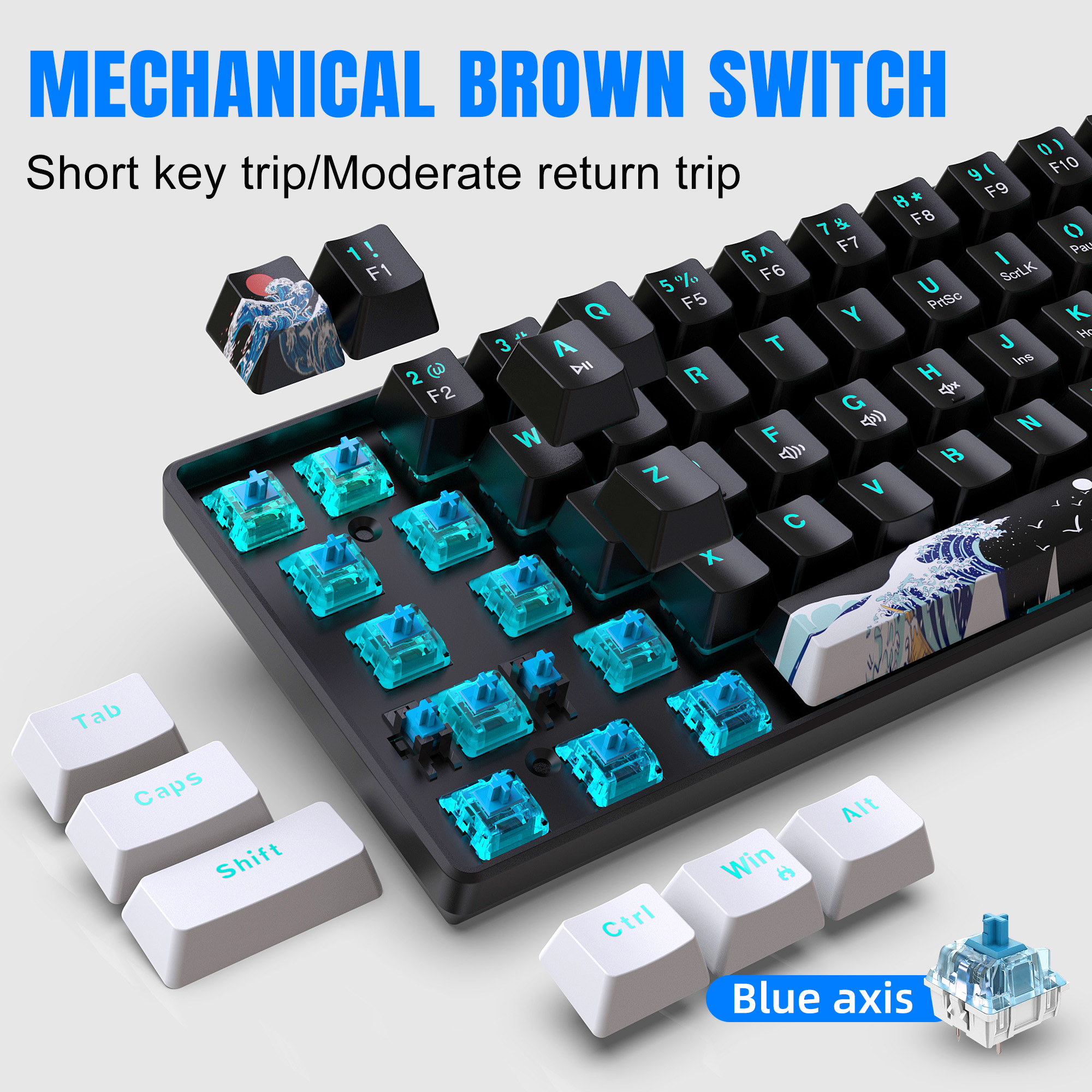 60% Mechanical Keyboard, Gamin - đánh giá và giá Gaming Keyboard Blue Switches