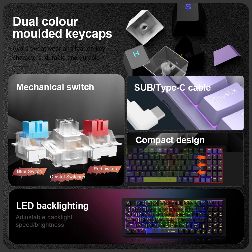 E-YOOSO Z94 USB Mechanical Gam - đánh giá và giá Gaming Keyboard Budget