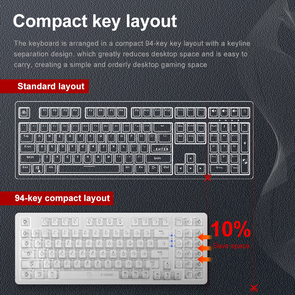 E-YOOSO Z94 USB Mechanical Gam - đánh giá và giá Gaming Keyboard Blue Switches